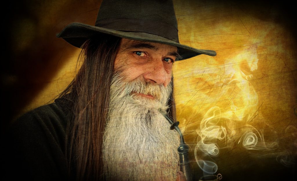 A classic Wizard with pointy hat. 